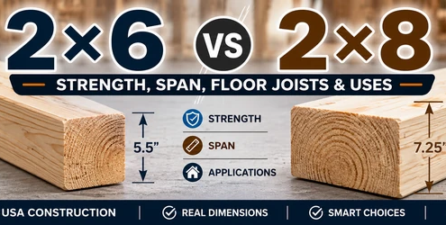 2x6 vs 2x8 lumber strength span floor joists and uses comparison