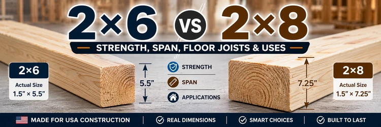 2x6 vs 2x8 lumber strength span floor joists and uses comparison