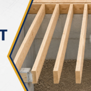2x8 floor joist span guide showing span direction and 16 inch on-center spacing