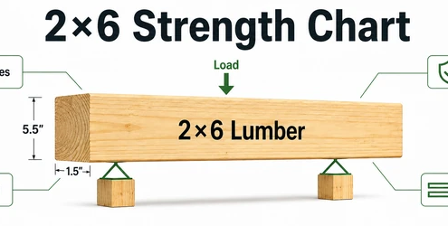 2x6 strength chart showing lumber dimensions and factors affecting structural strength