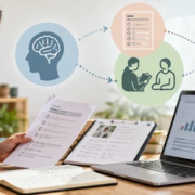 Researcher compares a survey, observation notes, and measured results to assess whether a study measure fits its concept.