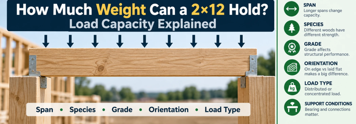 How much weight can a 2x12 hold load capacity explained