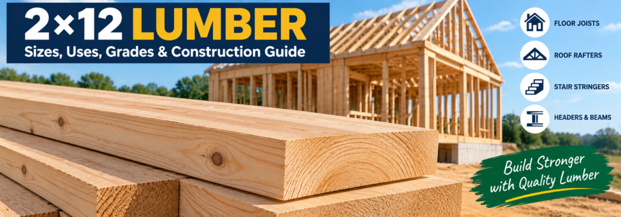 2×12 lumber showing common sizes, uses, and grades in construction