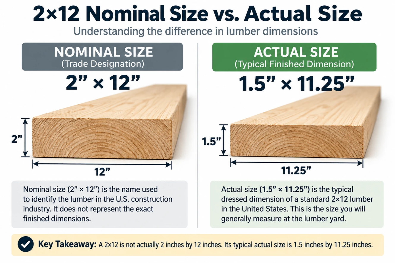 2x12 nominal size vs actual size dimensions