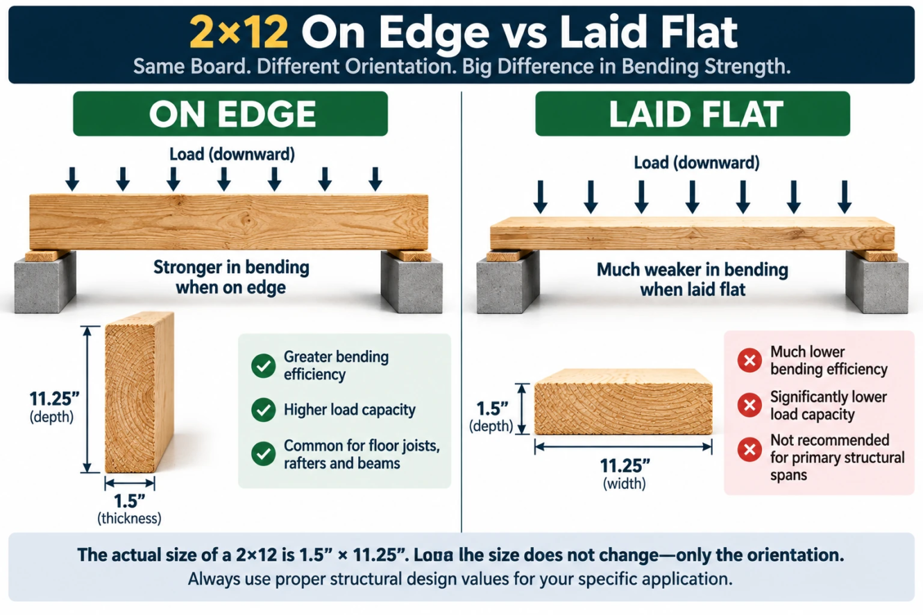2x12 on edge vs laid flat load capacity orientation