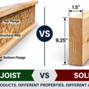 I-joist vs 2x10 floor joist comparison showing engineered wood and solid-sawn lumber