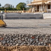 12668-feature-image Compacted hardcore crushed-stone base being prepared beneath a new building foundation