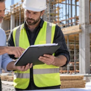 Owner and contractor reviewing completed work for an interim construction payment