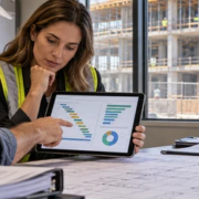 Project manager reviewing a construction schedule of values and progress billing