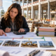A contractor and accountant review work-package costs, subcontract records, and overhead at an active commercial building project.