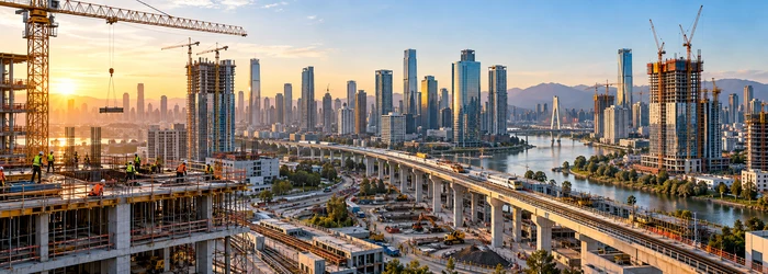 Active building and infrastructure projects showing growth across the construction industry