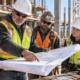 Construction foreman briefing a crew on work plans at a jobsite