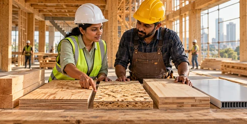 Estimator and carpenter compare timber, plywood, engineered wood and composite panels for a Division 6 specification