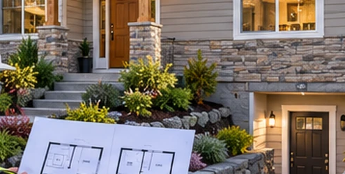 A detached house with a separate entrance to a lower-level apartment illustrates a two-unit layout inside a single-family home.